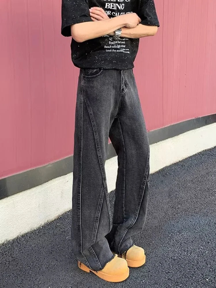2026 Pantalon Y2K Fashion Black Grey Slim Stacked Jeans Pants For Men Designer Clothes Cotton Kpop Long Trousers Pantaloni Uomo