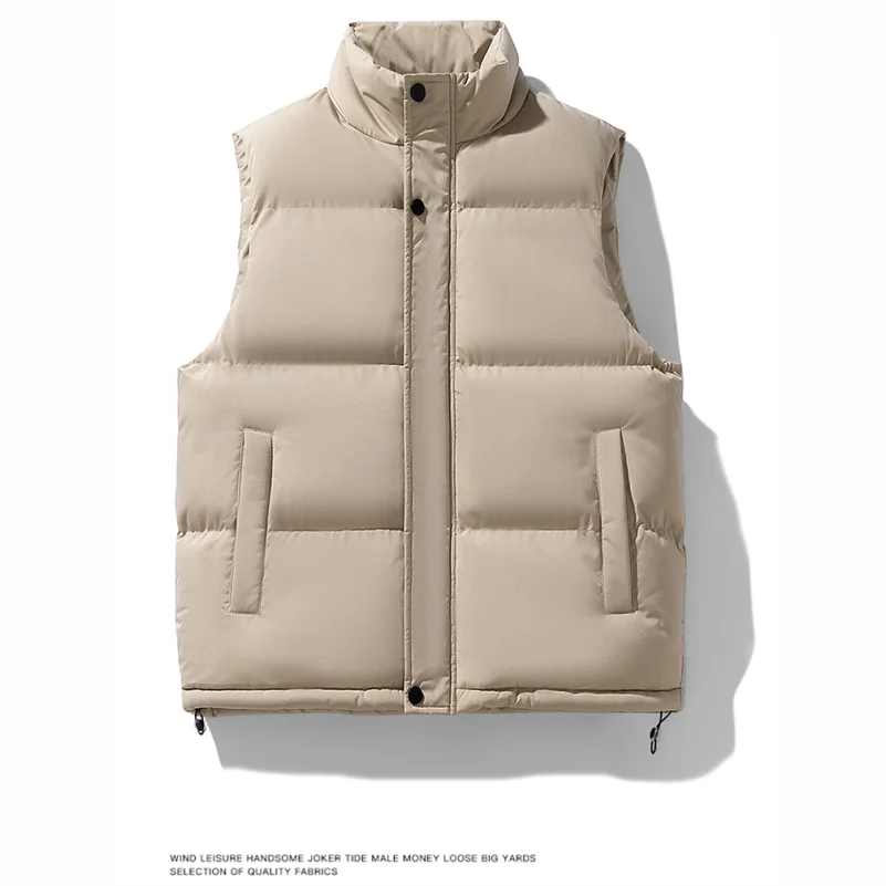 Winter Jacket Men Sleeveless Vest Casual Coat Down Cotton Warm Thick Waistcoat Gilet Workwear