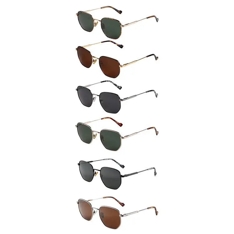 Custom Logo Polarized Sunglasses Unisex Hexagon Metal Frame UV400 Protection Fashion Sunwear for Casual Wear Men Women