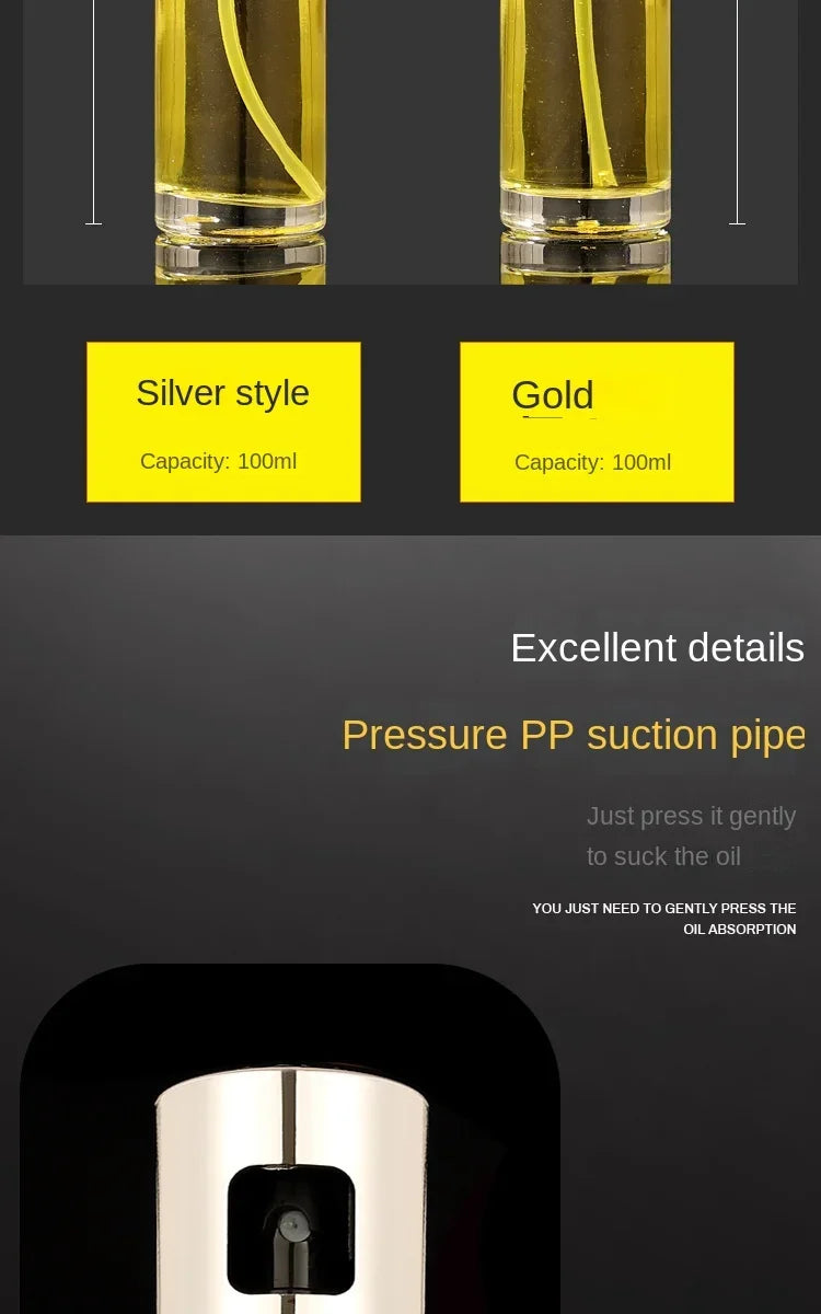Glass Spray Bottle Kitchen Tool Spray Oiler Seasoning Condiment Bottle Pump Oil Pot Leak-Proof Grill BBQ Sprayer Oil Dispenser