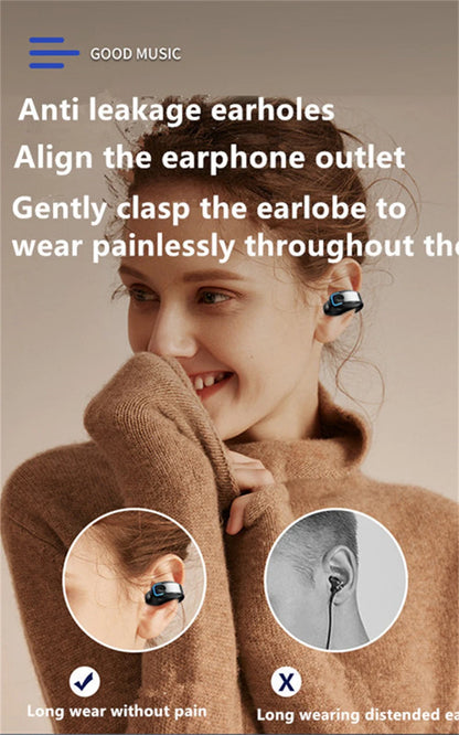 Earphone Clip Wireless Bluetooth Headphone Bone Conduction Headset High Quality TWS Auriculares Sport Noise Canceling With Mic