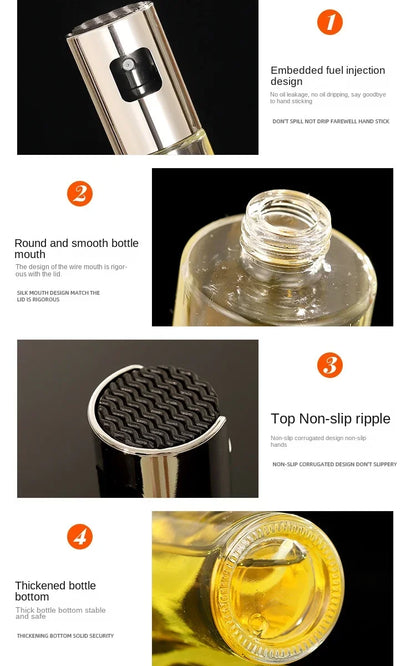 Glass Spray Bottle Kitchen Tool Spray Oiler Seasoning Condiment Bottle Pump Oil Pot Leak-Proof Grill BBQ Sprayer Oil Dispenser