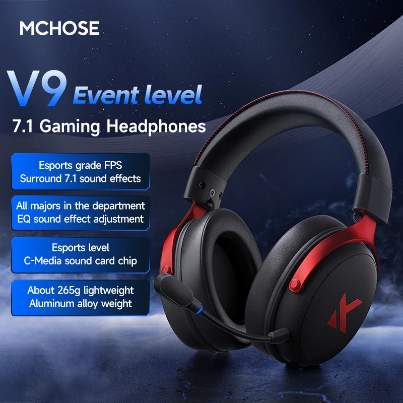 MCHOSE V9 Pro 2 Headset with Microphone Three Mode Bluetooth Wireless Computer PC Gamer Headphones Accessories V9 Pro MCHOSE