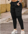 pantalons Drawstring Pocket Cargo Pants Women's Spring and Summer Versatile Solid Color Small Foot Sports Versatile Casual Pants
