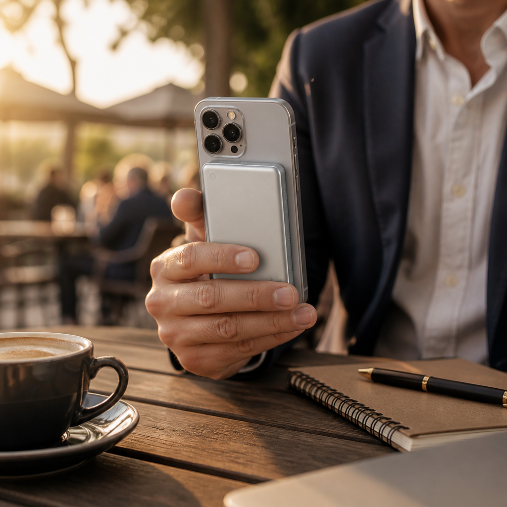 Batterie externe magnétique sans fil personnalisable avec logo