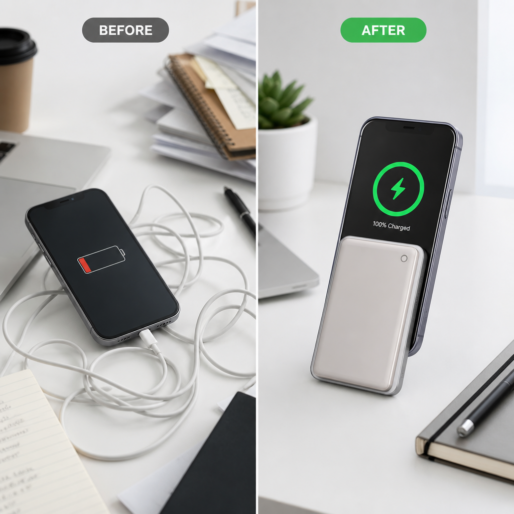 Batterie externe magnétique sans fil personnalisable avec logo